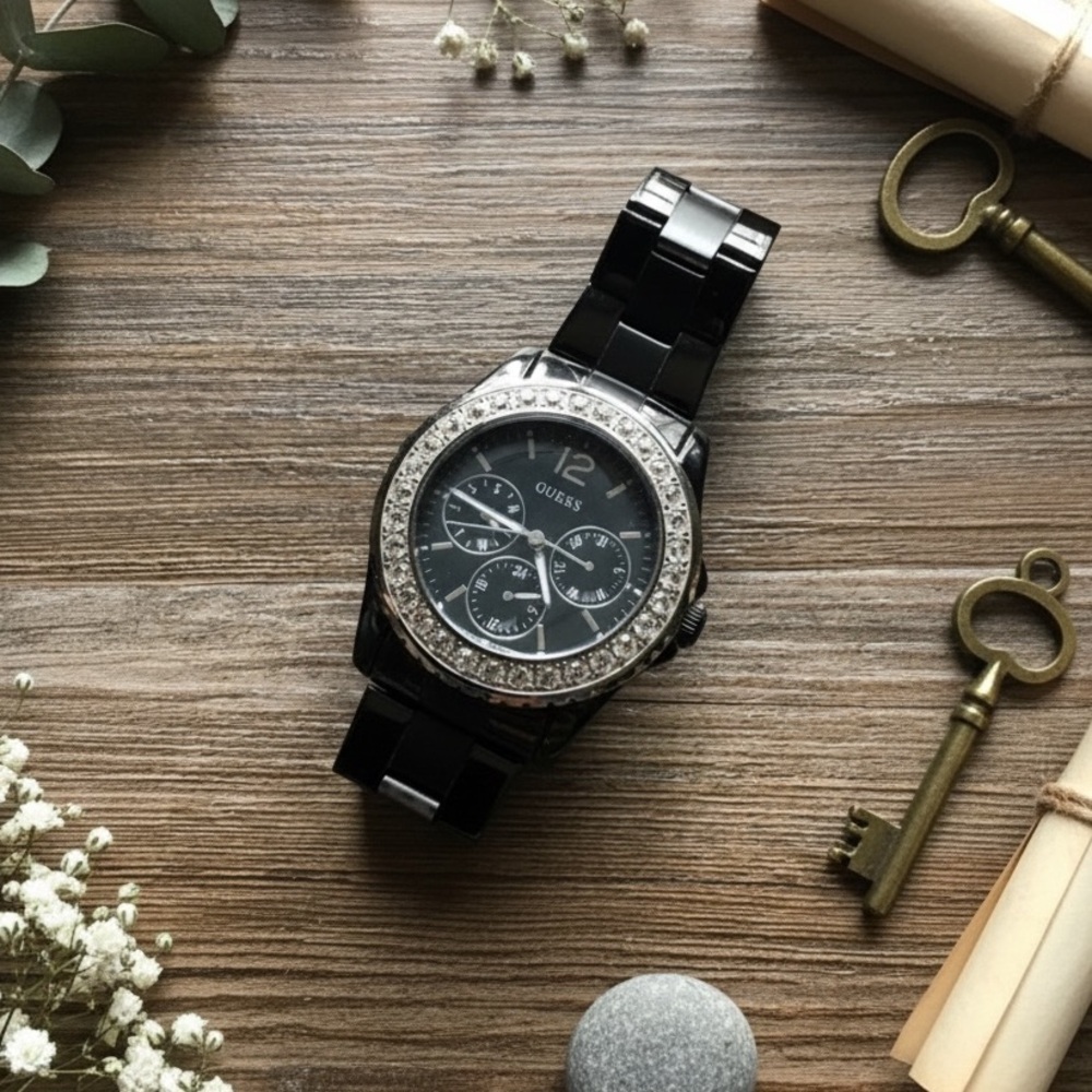 🖤 Women’s Black GUESS Watch | Pre-Loved | Needs Battery